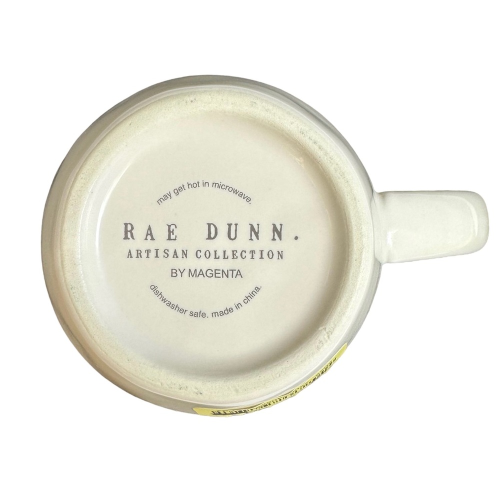 Rae Dunn FOCUS Coffee Mug Tea White Teal Letters and Interior Dimples 2017 Yoga - Picture 9 of 12